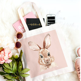 Modern Beauty Pastel Pink Waterverf Bunny Lovely Tote Bag