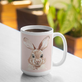 Modern Beauty Pastel Pink Waterverf Bunny Lovely Tweekleurige Koffiemok