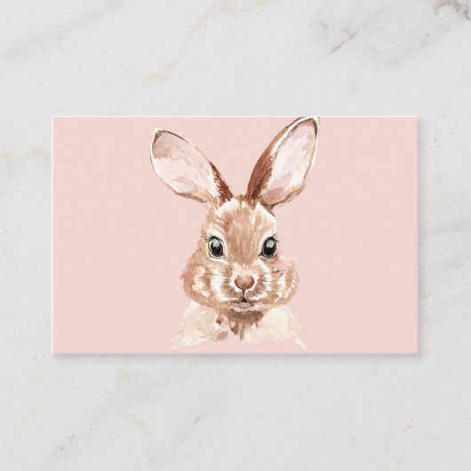 Modern Beauty Pastel Pink Waterverf Bunny Lovely Visitekaartje (Voorkant)