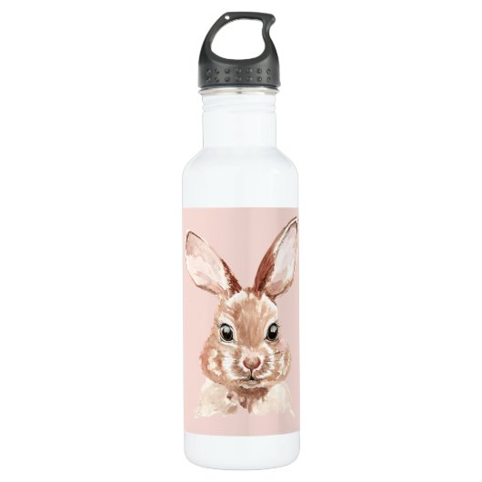 Modern Beauty Pastel Pink Waterverf Bunny Lovely Waterfles (Voorkant)