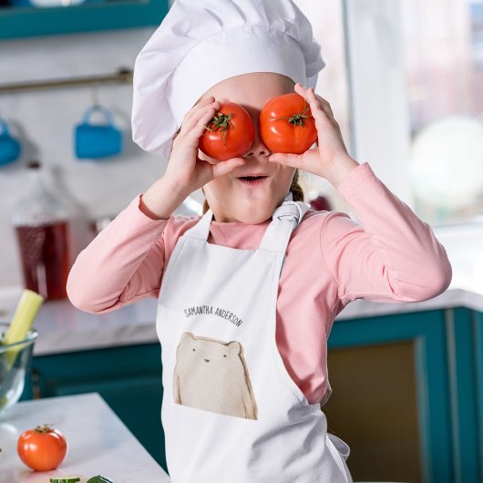 Modern Beauty Pastel Roze Beer met naam Kinder Schort