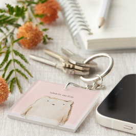 Modern Beauty Pastel Roze Beer met naam Sleutelhanger