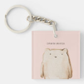 Modern Beauty Pastel Roze Beer met naam Sleutelhanger (voorkant)