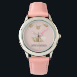 Modern Beauty Pastel Roze Kind Naam Horloge<br><div class="desc">Modern Beauty Pastel Roze Kind Naam</div>