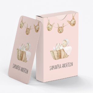 Modern Beauty Pastel Roze Kind Naam Pokerkaarten