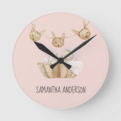 Modern Beauty Pastel Roze Kind Naam Ronde Klok (Voorkant)