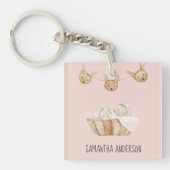 Modern Beauty Pastel Roze Kind Naam Sleutelhanger (voorkant)