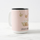Modern Beauty Pastel Roze Kind Naam Tweekleurige Koffiemok (Voorkant links)