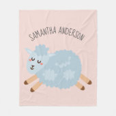 Modern Beauty Pastel Roze Schaap en Kind Naam Fleece Deken (Voorkant)