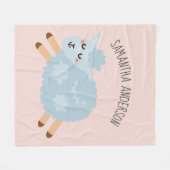 Modern Beauty Pastel Roze Schaap en Kind Naam Fleece Deken (Voorkant (Horizontaal))