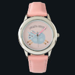 Modern Beauty Pastel Roze Schaap en Kind Naam Horloge<br><div class="desc">Modern Beauty Pastel Roze Schaap en Kind Naam</div>