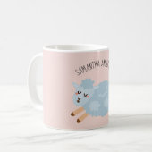 Modern Beauty Pastel Roze Schaap en Kind Naam Koffiemok (Voorkant links)