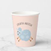 Modern Beauty Pastel Roze Schaap en Kind Naam Papieren Bekers (Voorkant)