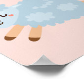 Modern Beauty Pastel Roze Schaap en Kind Naam Poster (Hoek)