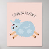 Modern Beauty Pastel Roze Schaap en Kind Naam Poster (Voorkant)