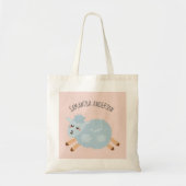 Modern Beauty Pastel Roze Schaap en Kind Naam Tote Bag (Voorkant)