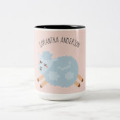 Modern Beauty Pastel Roze Schaap en Kind Naam Tweekleurige Koffiemok (Center)