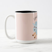 Modern Beauty Pastel Roze Schaap en Kind Naam Tweekleurige Koffiemok (Links)