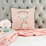 Modern Beauty Pastel Roze Teddy Bear met naam Kussen<br><div class="desc">Modern Beauty Pastel Roze Teddy Bear met naam</div>