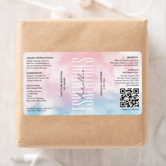 Modern Beauty Roze Blauw Cloud Body Butter Product Etiket (Insitu)