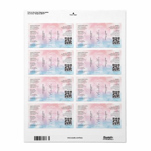 Modern Beauty Roze Blauw Cloud Body Butter Product Etiket (Full Sheet)