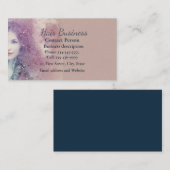 Modern Beauty Roze Blauw Haar Stylist Salon Make-u Visitekaartje (Voorkant / Achterkant)