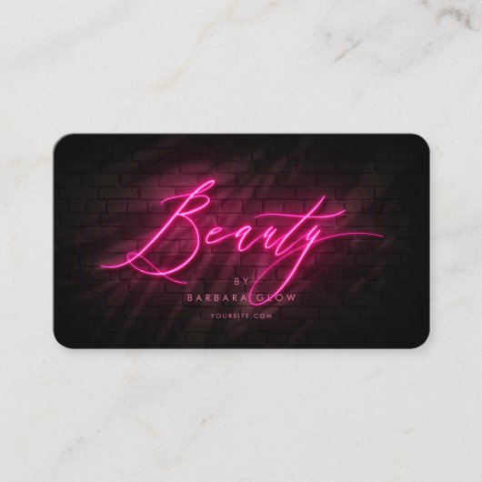 Modern Beauty Salon Cosmetoloog Hot Pink Neon Visitekaartje (Voorkant)