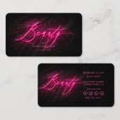 Modern Beauty Salon Cosmetoloog Hot Pink Neon Visitekaartje (Voorkant / Achterkant)