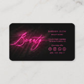 Modern Beauty Salon Cosmetoloog Hot Pink Neon Visitekaartje (Achterkant)