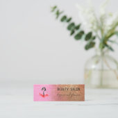 Modern Beauty Salon Glitter Gold Pink Mini Visitekaartje (Staand voorkant)