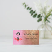 Modern Beauty Salon Glitter Gold Pink Visitekaartje (Staand voorkant)