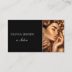 Modern Beauty Salon Gold Lipstick Foto Visitekaartje