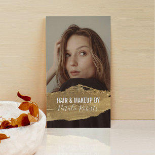 Modern Beauty Salon Gold Lipstick Foto Visitekaartje