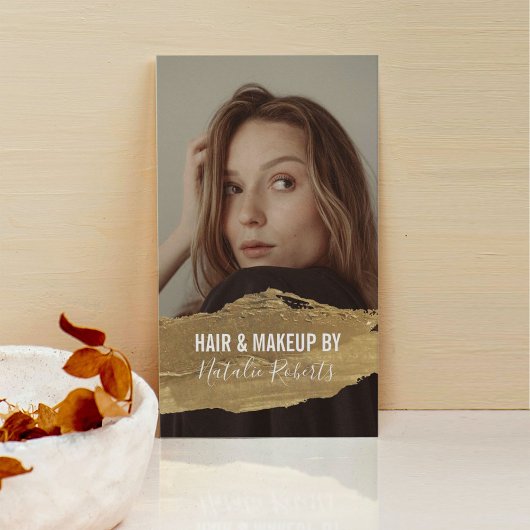 Modern Beauty Salon Gold Lipstick Foto Visitekaartje