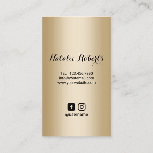 Modern Beauty Salon Gold Lipstick Foto Visitekaartje (Achterkant)