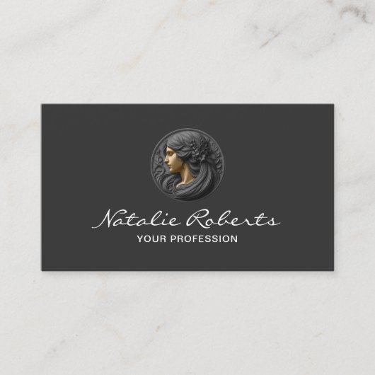 Modern Beauty Salon Logo Hair Stylist Elegant Dark Visitekaartje (Voorkant)