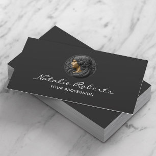 Modern Beauty Salon Logo Hair Stylist Elegant Dark Visitekaartje