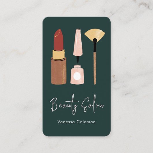 Modern Beauty Salon Minimal QR Code Visitekaartje (Voorkant)