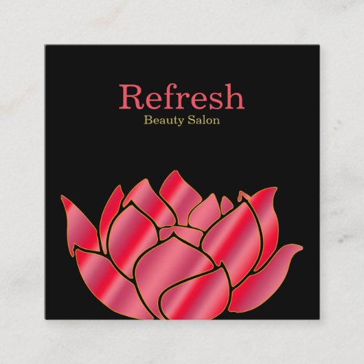 Modern Beauty Salon Roze Waterverf Lotus Flower Vierkante Visitekaartje (Voorkant)