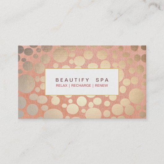 Modern Beauty Salon & Spa Faux Gold Coral Pink Visitekaartje (Voorkant)