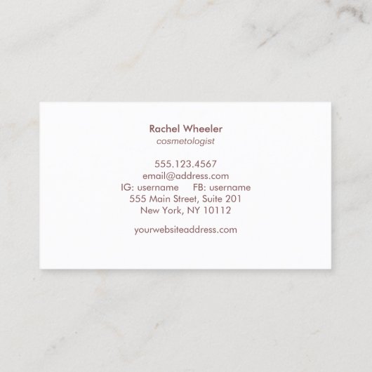 Modern Beauty Salon & Spa Faux Gold Pink Visitekaartje (Achterkant)