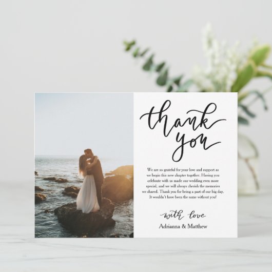 Modern bedankbericht bruiloftfoto  bedankkaart (Staand voorkant)