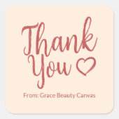 Modern bedankschrift Natural Cream Red Vierkante Sticker (Voorkant)