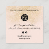 Modern bedankscript bestel goud blush roze vierkante visitekaartje (Achterkant)