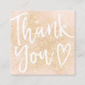 Modern bedankscript bestel goud blush roze vierkante visitekaartje (Voorkant)