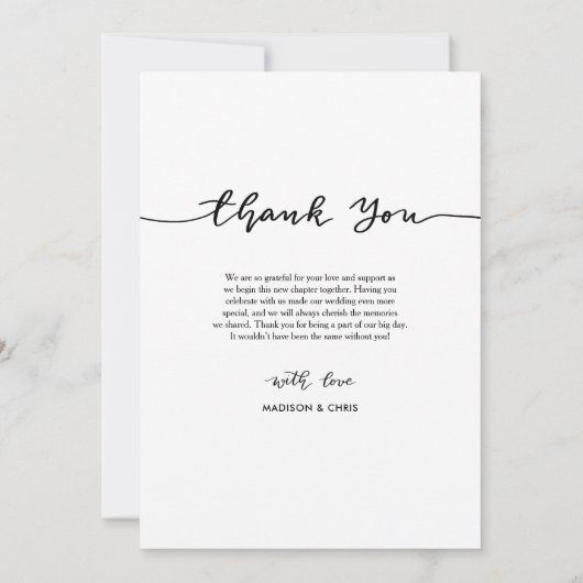 Modern bedankscript Eenvoudige trouwfoto Bedankkaart (Achterkant)