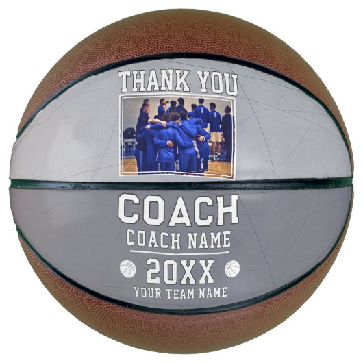 Modern Bedankt Coach Teken Team Foto Basketbal (Voorkant)