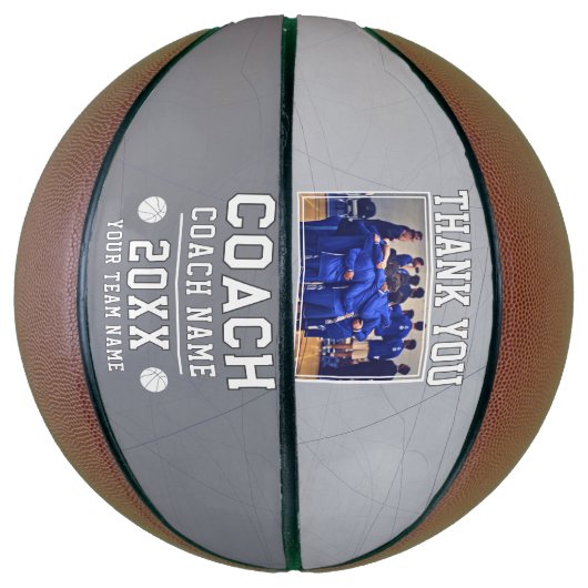 Modern Bedankt Coach Teken Team Foto Basketbal (Verticaal)