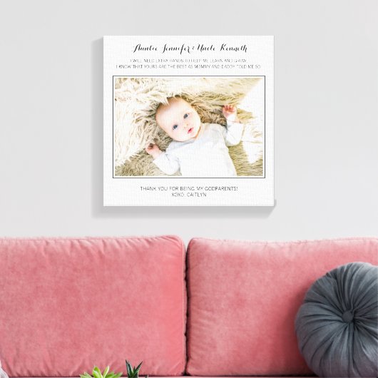 Modern Bedankt dat je mijn peetouders bent Foto Canvas Afdruk (Insitu (Woonkamer))