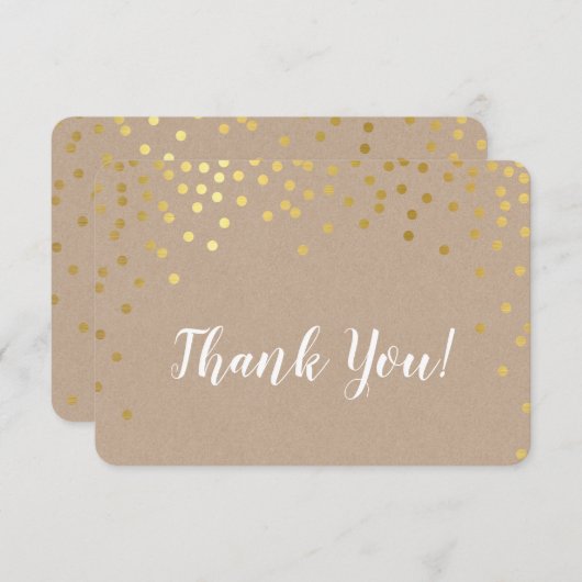 MODERN BEDANKT gouden confetti spot rustieke kraft (Voorkant / Achterkant)